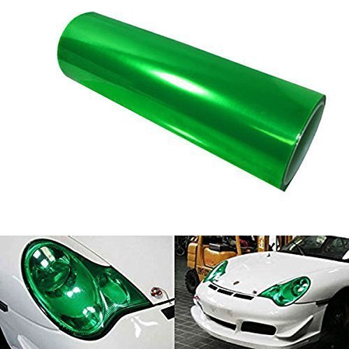 Image of KOMAS 12 inch X 48 inch Tint Vinyl Film Sticker Sheet Roll for Car Headlight, Tail Lights, Fog Lights with Squeegee + Cutter (Glossy Green)