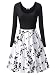 HuHot Women's Vintage Scoop Neck Long Sleeve A-line Cocktail Party Midi Dress Medium HS6418-1