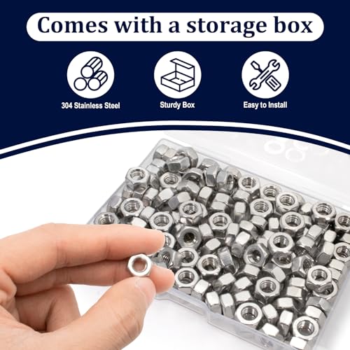 ZQZ M5-0.8mm Hex Nuts,200 Pack 304 (A2-70) Stainless Steel Hardware Nuts,Standard Metric Coarse Thread Nuts by ZQZ - Image 6