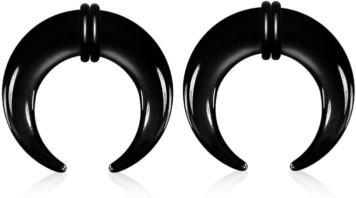 2PCS Glass Septum rings hoops,14G to 2G C Shape Pincher Tapers with O-Rings for Nose&Ear Jewelry Clicker Cartilage Earring Hinged Segment Daith Piercing