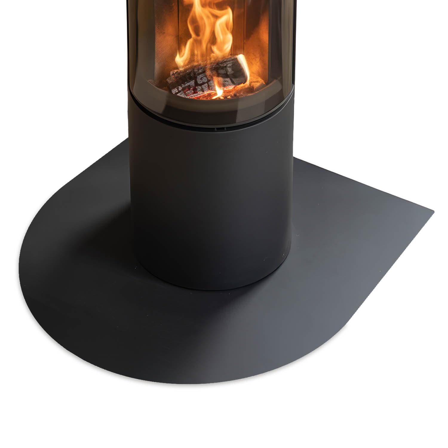 Kamin Bodenplatte Rundbogen 80x90 cm | Robuste Stahlplatte | Untergrundschutz im Wohnzimmer | Funken- und Kratzfest | Hitzeschutz | Schwarze Platte | Leicht zu Reinigen