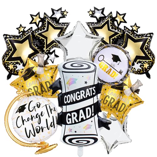 2026 Graduation Balloons 9Pcs Big Silver Graduation Balloons Class of 2026 Congrats Grad Balloons Decorations