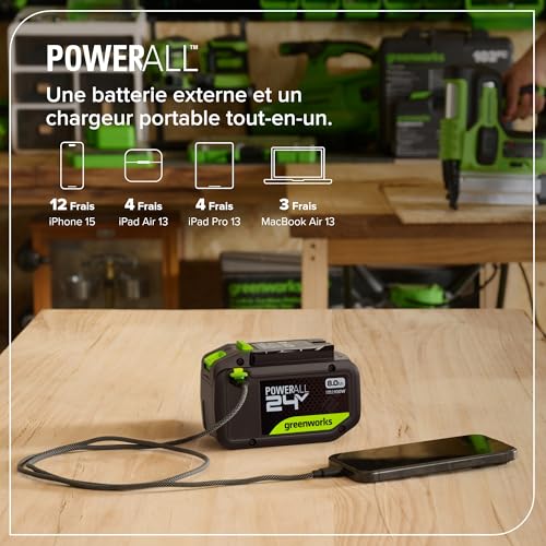 Greenworks POWERALL 24V Batterie haute performance USB C 4Ah - vue 3