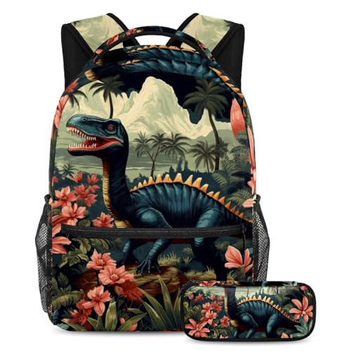 Cartable enfant dinosaure pop art de qualité supérieure avec sa trousse assortie grand format