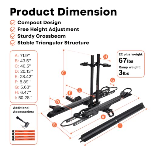 Image of CRAVOT E2 Plus Electric Bike Rack with Ramp 200lbs 5'' Tire