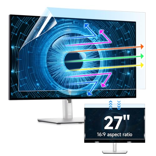 IPROKKO 27 Inch Anti Blue Light Screen Protector for Computer Monitor, Removable 16:9 Aspect Ratio, 27" Anti UV Anti Glare and Blue Light Filter
