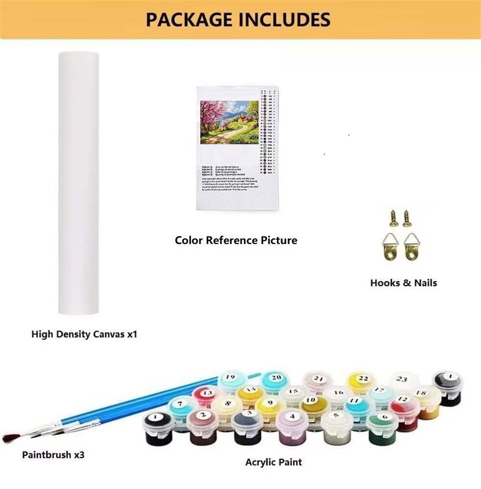 Dipingere con i Numeri Adulti Scenario Naturale Casa 90x60 cm, Kit Pittura Adulti Fai-da-Te per Principianti, Paint by Numbers con Vernici e pennelli, Decora la casa Regalo (senza cornice) -YH131