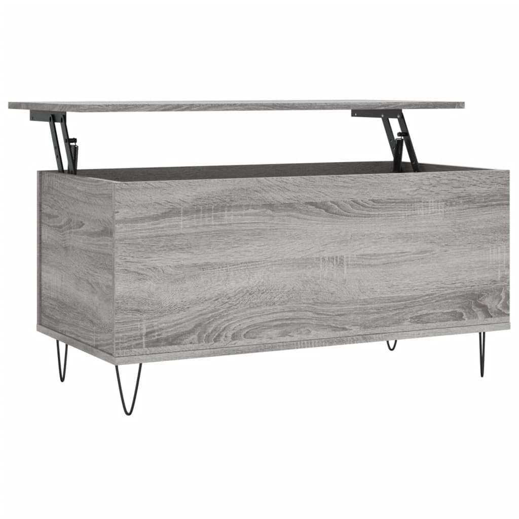 Homgoday Table basse grise Sonoma 90 x 44,5 x 45 cm en bois d'ingénierie, table d'appoint pour salon, salle de réception d'invités, chambre à coucher et mobilier de bureau