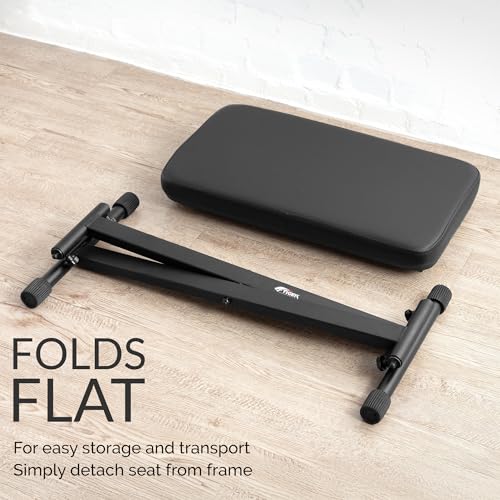 Tiger PST7-BK Keyboardbank, Klavierhocker, 4 Höhenstufen einstellbarer und zusammenklappbarer X-Rahmen-Sitz