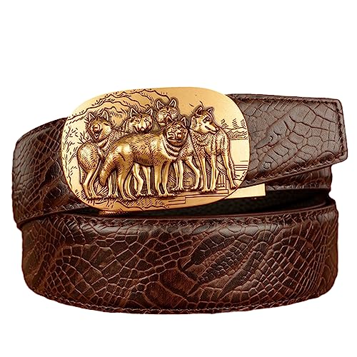 Ceinture homme cuir noir avec boucle automatique gravée tête d'aigle argentée
