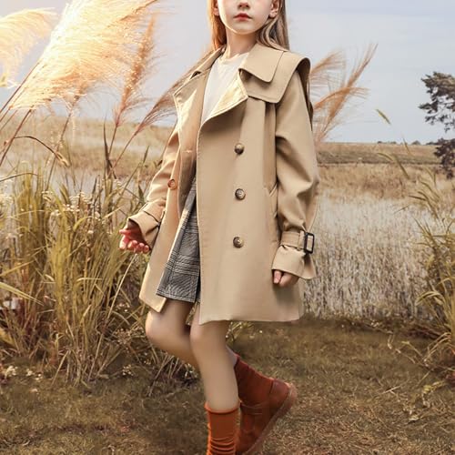 Girls Windreaker Coat Casual Retro Fall Winter Jacket Kids Plaid Style Button Up Long Sleeve Outwear Windproof Tops4