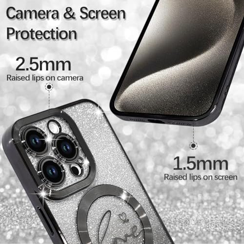 Image of ZIYE Magnetic Case Designed for iPhone 16 Pro Max Glitter Case-Black