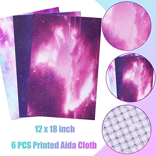 6 Pieces Cross Embroidery Fabric 14 Count Aida Cloth 11.81 X 17.72 Inch Cross Aida Star Sky Printed Patterns Cross Cloth Embroidery Cloth For Diy Art Craft Handwork #TOP2