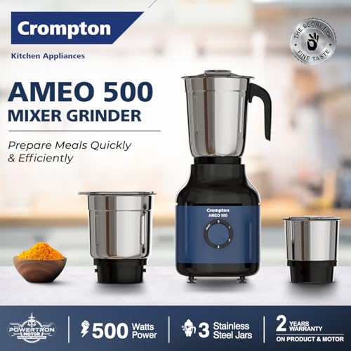 Crompton Store Crompton Ameo 500W Mixer Grinder, Blue - Image 4
