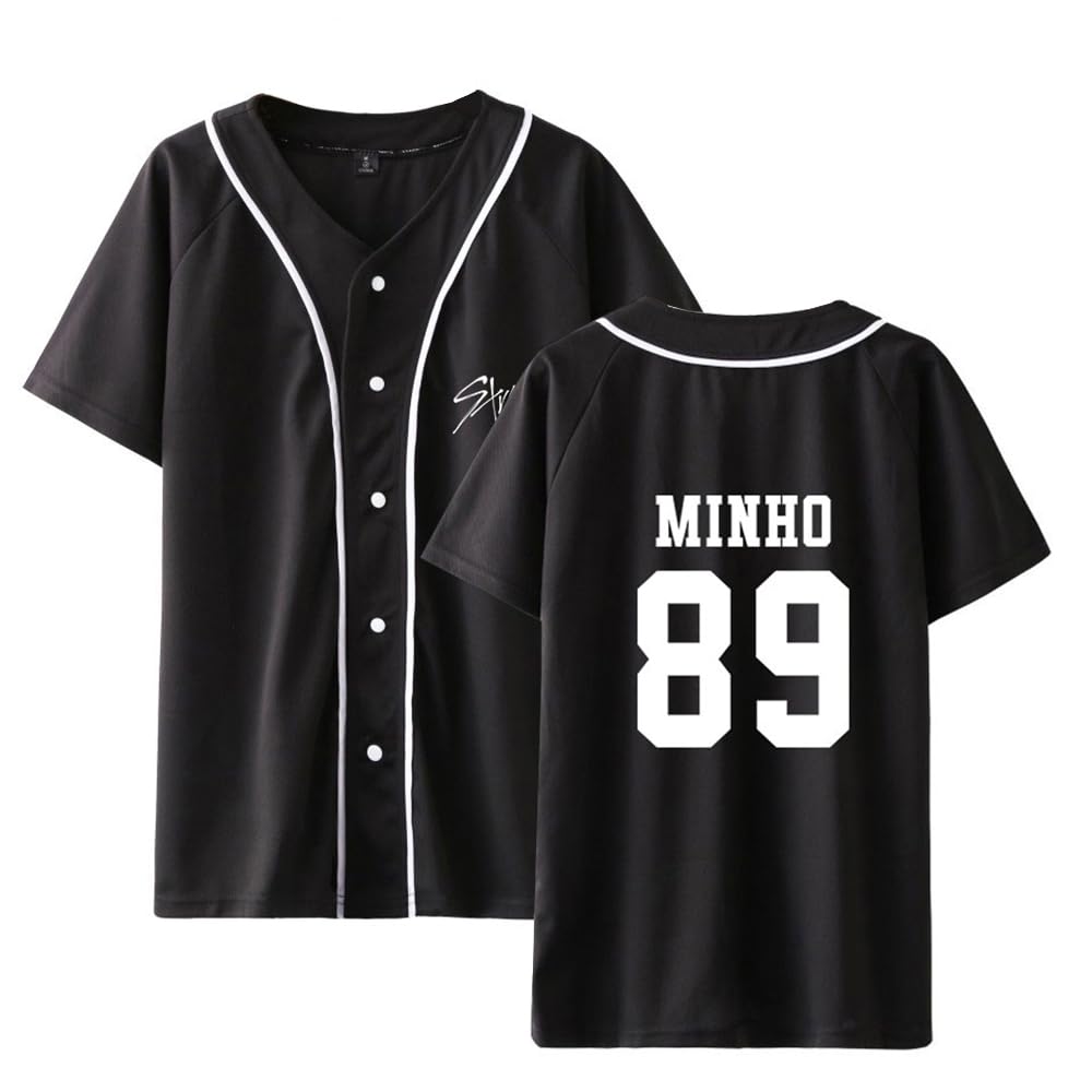 Tshirt Kpop Yellow Wood Short-Sleeved Changbin Hyunjin Felix Seungmin Jeongin Jisung Minho Woojin BangChan Tee Shirt Fashion Wild Color StrayKids New Casual Baseball Uniform T-Shirt
