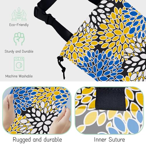 Image of Chrysanthemum Car Trash Bag,Aster Flowers Hanging Drawstring Car Garbage Bag,Waterproof Canvas Car Back Seat Organizer with Adjustable Buckle,for Vehicles,SUVs,Camping,Road Trips