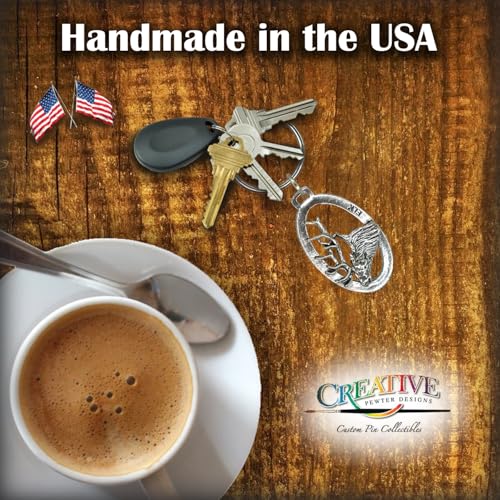 Elk Head Keychain, Pewter, M001KC, 2”, 100% Handmade in the USA, Elk Keychain, Wapiti Key Chain, American elk Key Ring, Key Fob, Fishing Gift, 200 Mammal Designs Available.4