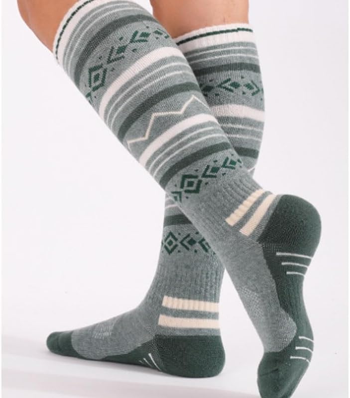 Men's Women's Wool Socks Long Tube Outdoor Thick Warm Sports for Circulation, Athletic Recovery & Travel(Color3)