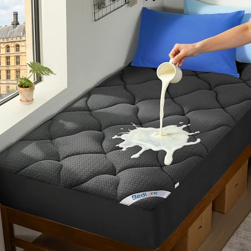 BEDLORE Waterproof Twin XL Mattress Pad, Breathable Mattress Protector with 6-15 Inch Deep Pocket, Quilted Fitted Mattress Topper Bed Cover, Noiseless & Machine Washable