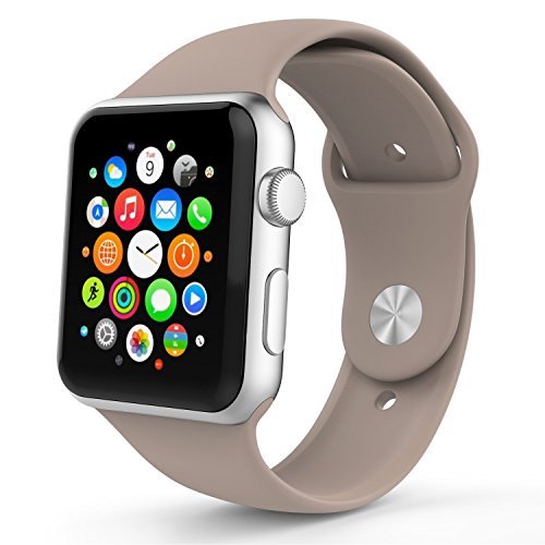 Newdora Apple Watch Band Series 1 Series 2, Soft Silicone Replacement Sports Band for 38mm Apple Watch 2015 & 2016 All Models, WALNUT
