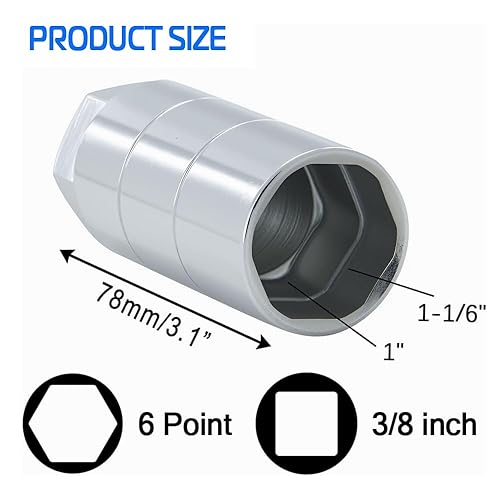 Miniatura 11 de A ABIGAIL Enchufe para interruptor de presión de aceite, 1 1/16 pulgadas x hasta 2-5/8 pulgadas, se adapta a accionamiento de 3/8 pulgadas o Negro