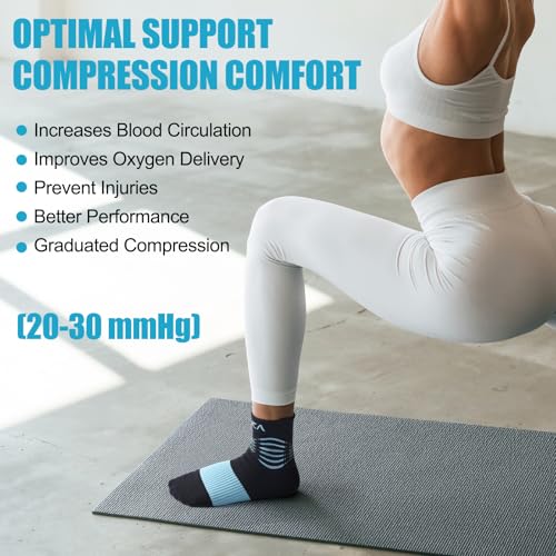 Image of NEENCA Professional Compression Socks, Medical Athletic Ankle Socks for Injury Recovery & Pain Relief, Sports Protection, Circulation -1 Pair, 20-30 mmhg