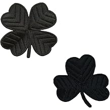 2 PCS Black Irish Lucky Clover/Four Leaf Clover Easter Embroidered Emblem Patch for Pants,Clothes,Pouch,Armband,Backpacks,Jeans,Uniforms,Bags,Vests,Hats,Jackets,Coat,Helmets Hook and Loop Patch