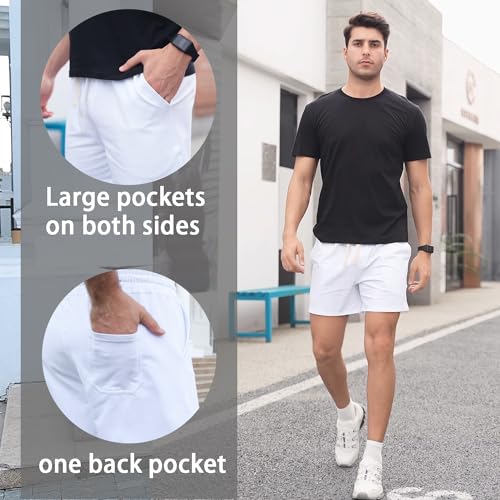 Mens 5.5 Inch Sweat Shorts Mens Linen Shorts 5 Inch Inseam Cotton Shorts for Men Gym Shorts with Pockets3