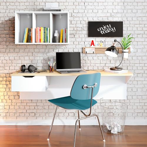 Escrivaninha Bancada de Estudo Tech - Branco Fosco/Tauari Nobre