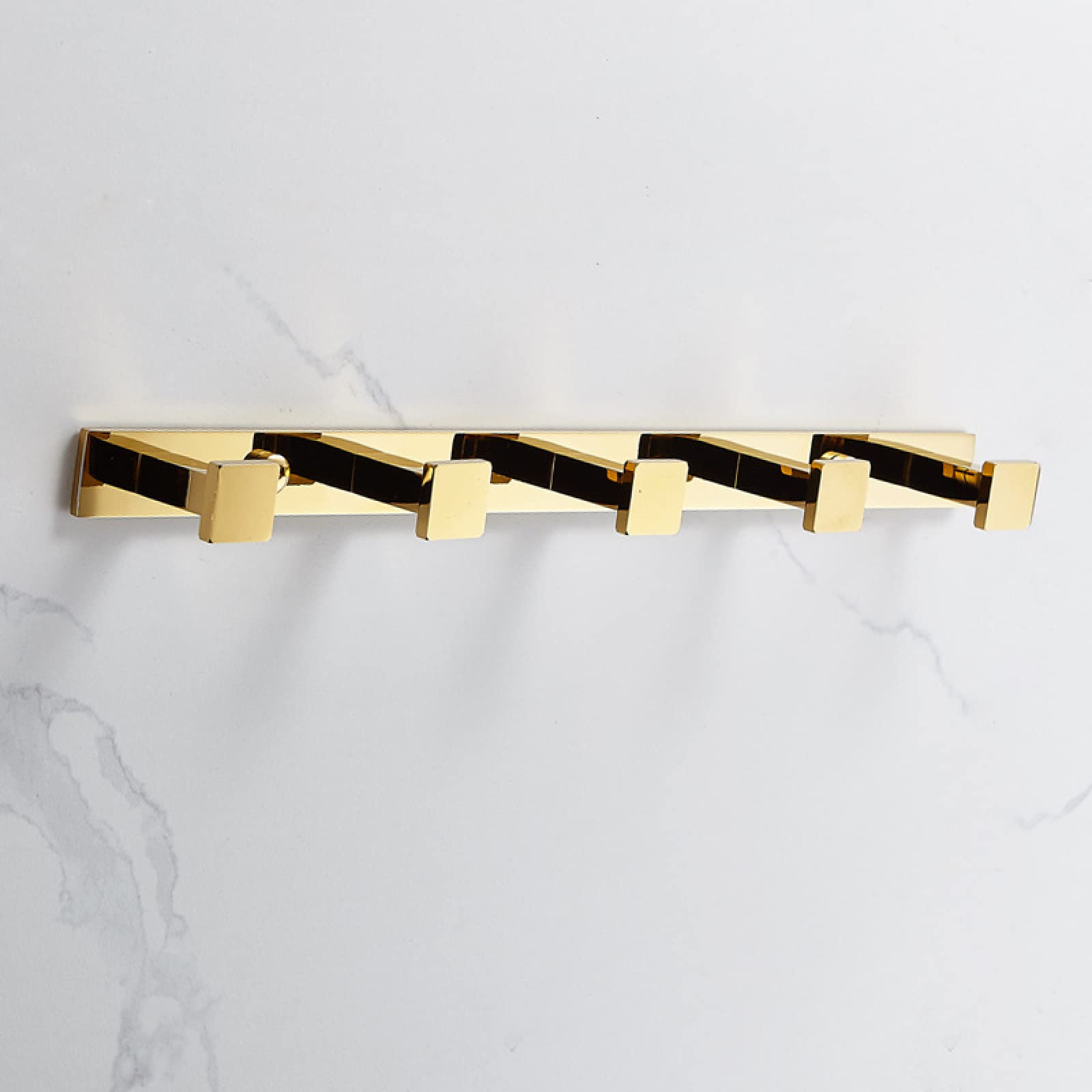 FGXHHS Nordic Full Copper Towel Rack Gold Minimalist Toilet Bathroom Shelf Hardware Pendant Set, Five Rows of Hooks