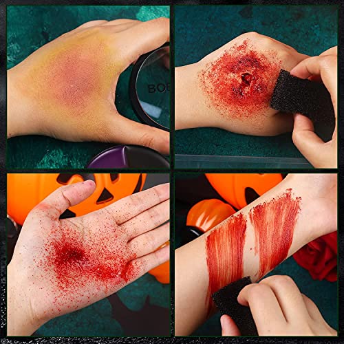 Bobisuka Demonic Special Effects Sfx Halloween Makeup Kit - 5 Colors Bruise Makeup Face Body Painting Palette + Scar Wax With Spatula Tool + Fake Blood Splatter Spray + Fake Blood Cream + Stipple Sponges #TOP3