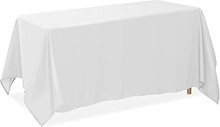 Lann's Linens 90 x 156 Inch Rectangular Tablecloth, Washable Polyester Fabric Table Cloth for Dining Tables, Parties, Restaurants, Weddings - White