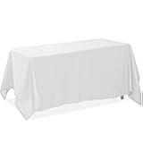 Lann's Linens 90 x 156 Inch Rectangular Tablecloth, Washable Polyester Fabric Table Cloth for Dining Tables, Parties, Restaurants, Weddings - White