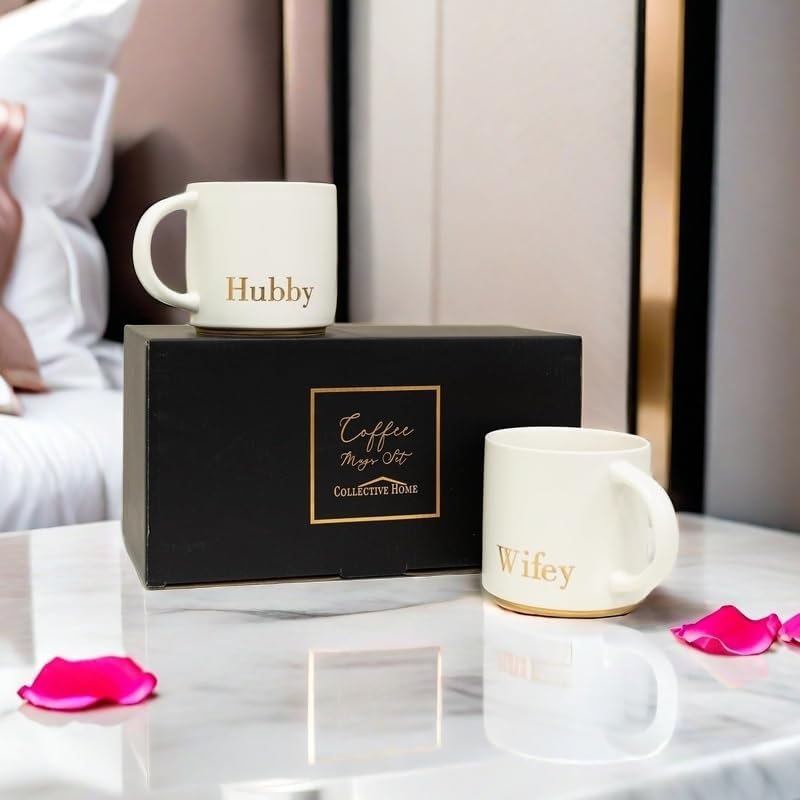 COLLECTIVE HOME - Mr. & Mrs. Ceramic Mugs, Wedding Gift Set, Perfect Luxury Couple's Gift, Elegant Design, Premium Ceramic, 2-Piece Set (Hubby & Wifey) - Image 7