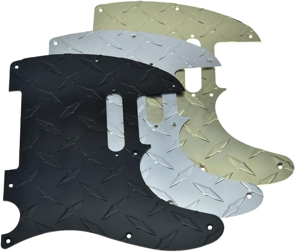 Dopro 8 Hole Diamond Plate 1 Ply Modern Style Tele Pickguard Aluminum TL Scratch Plate for American/Mexican FD Tele Black