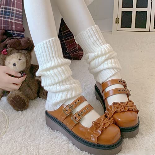 Image of Women Y2k Leg Warmers Ribbed Knitted Harajuku Kawaii Leg Warmers Streetwear