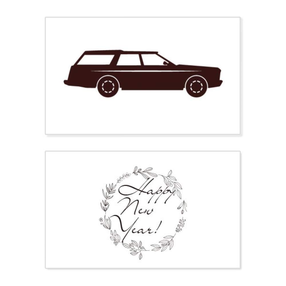 Tarjeta de felicitación con silueta de coches clásicos y mensaje de bendición 5