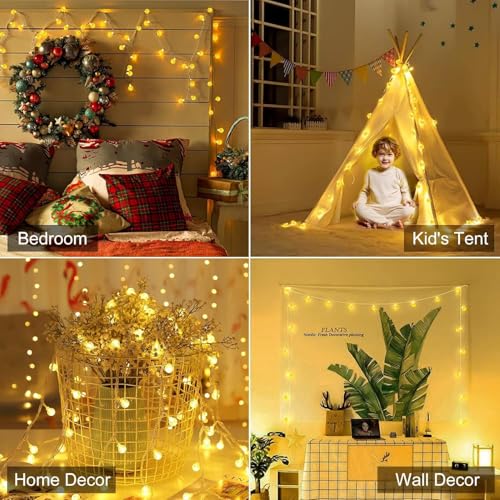 Image of fizzytech Crystal Ball String Lights - 120 LED, 24 Meter Decorative Fairy Lights for Bedroom, Living Room, Diwali, Christmas, Wedding, Party & Home Decoration (Warm White)