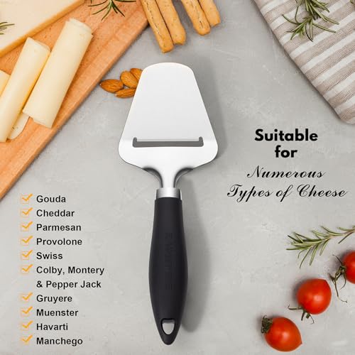 Image of Rainspire Upgraded Non-Stick Cheese Slicers for Block Cheese Multi-Functional Cheese Cutter for Mozzarella, Cheddar, Gruyere Charcuterie Accessories Dishwasher Safe Kitchen Tools, Black