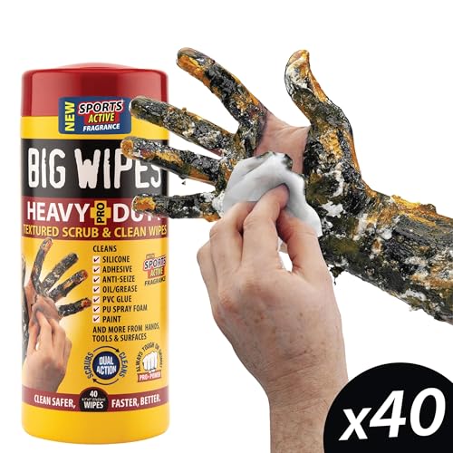 Image of BIG WIPES Heavy Duty Industrial Hand Cleaning Wipes, Textured Scrubbing Degreaser Wipes for Mechanics and Tool Cleaner - 40 Count Canister (2 Pack)