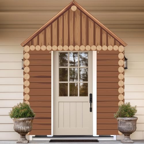 Image of 3PCS Rustic Wooden Cabin Porch Banner Fall Camping Party Door Decoration Countryside Forest Hanging Porch Sign Photo Backdrop for Autumn Wedding Birthday Farmhouse Home Indoor Outdoor Decor Photo Prop