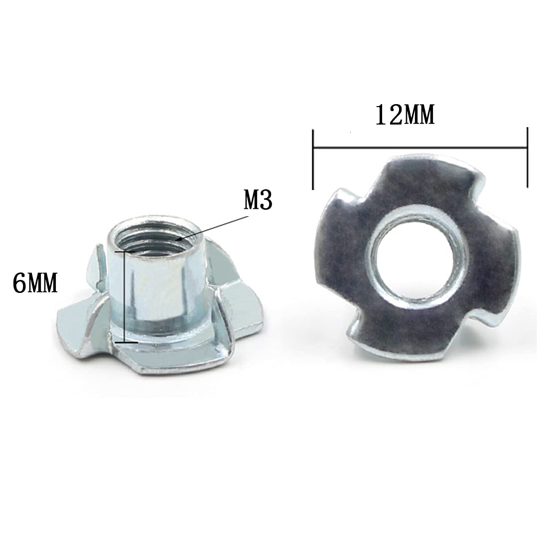 Sourcingmap M6 X 8mm Quattro Fronti Dadi A T Captive Inserti Ciechi 50Pz Mobili Legno - Foto 9