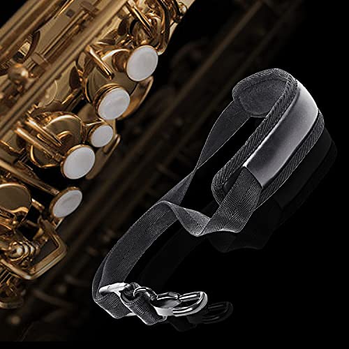 kuwan saxophone neck strap soft sax leather strap padded for alto sax tenor clarinet baritone soprano horn music instrument 1 black