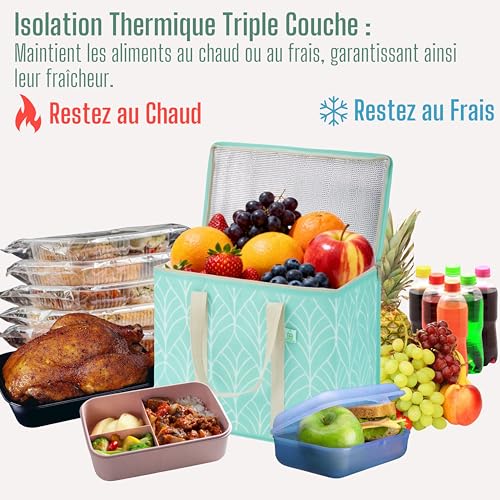 Sac de Courses Debout Isotherme pour Transporter le Frais sans Risque