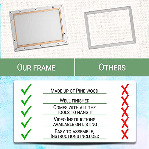 ARTIQO DIY Canvas Stretcher Bars 12x16 Inch Canvas Frame - Easy to Assemble, Gallery Wrap Oil Frame Kits Canvas Wood Stretcher Bars- for Oil Paintings, Prints, Paint by Numbers & Posters - Thumbnail 6