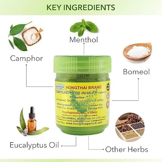 TWIN SWAN™ Hong Thai Traditional Compound Herbal Inhaler Refreshing Aroma For Dizziness & Nasal Relief | With Menthol, Camphor, Borneol & Eucalyptus Oil | 40 g (1) 1