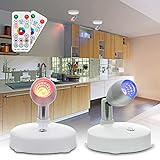 ★【Ajuste de brillo y temporizador】 Focos de Pared se incluyen dos controles remotos en el paquete de las luces del armario, que pueden operar las luces dentro de un rango de 5 m. Puede ajustar el brillo de la luz blanca haciendo clic en los botones “+” y “-” de los controles remotos para mejorar o reducir el brillo según sus necesidades. Y también puede configurar el temporizador para apagar las luces automáticamente después de 120 minutos, lo que ahorraría mucha energía.