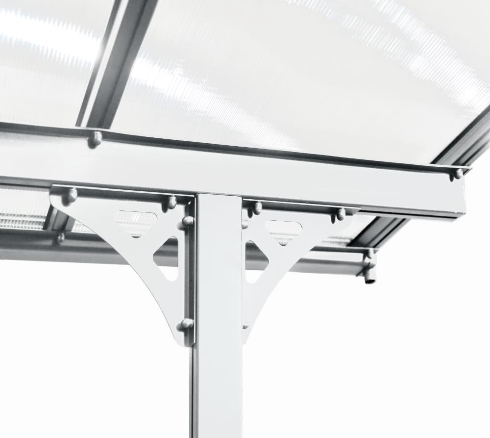 Westmann Alu Terrassenüberdachung Bruce 345 | Pulverbeschichtetes Aluminium | Polycarbonat Doppelstegplatten | Weiß | Wählbare Dachneigung 225-270 cm | UV-Schutz & witterungsbeständig