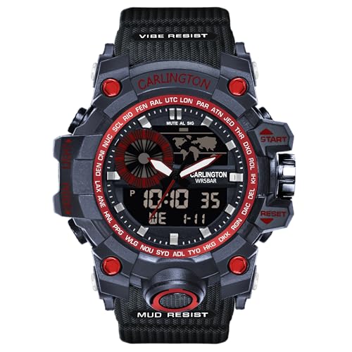 Image of Carlington Analog-Digital Sports Watch: Chronograph, Dual Time, Alarm, Stopwatch, Water-Resistant, Shock-Resistant, Back Light Display- The Perfect Watch for Men and Boys - CT3388