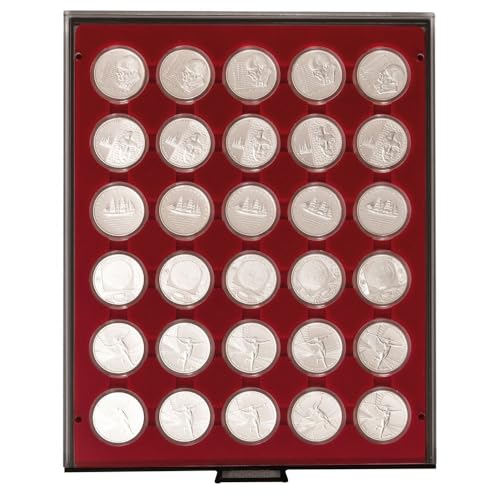 Bandejas para monedas Lindner 2626 plantilla roja estuches numismática ahumados
